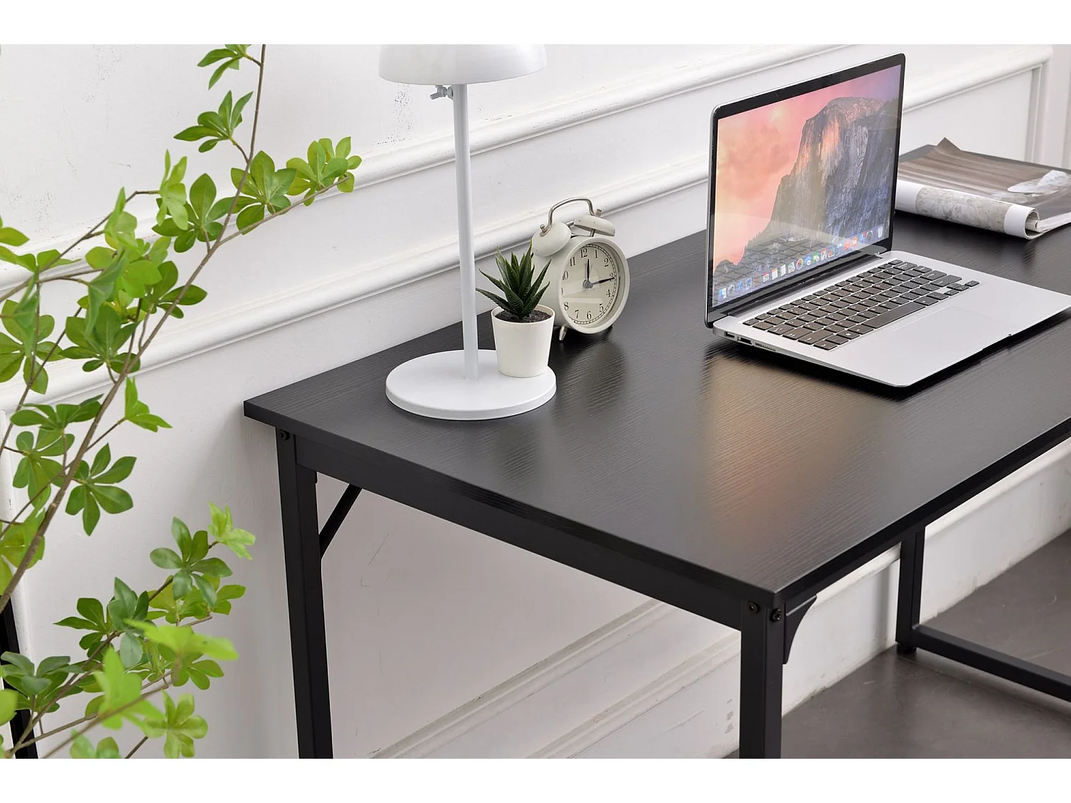 Dmazzol bureau, Lineair bureau, Multifunctioneel bureau, Ruimtebesparende werktafel, 60x140h74 cm, Zwart