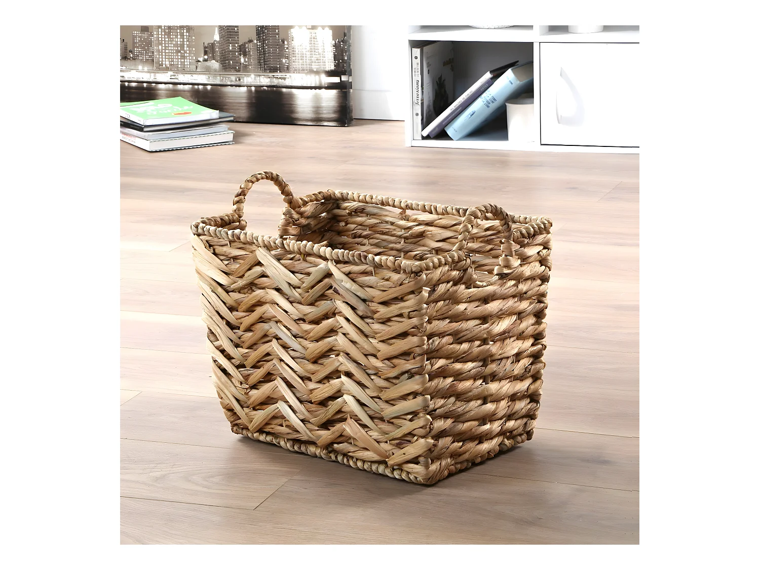 Panier haut en jacinthe d'eau petit modèle - L40xH30 cm