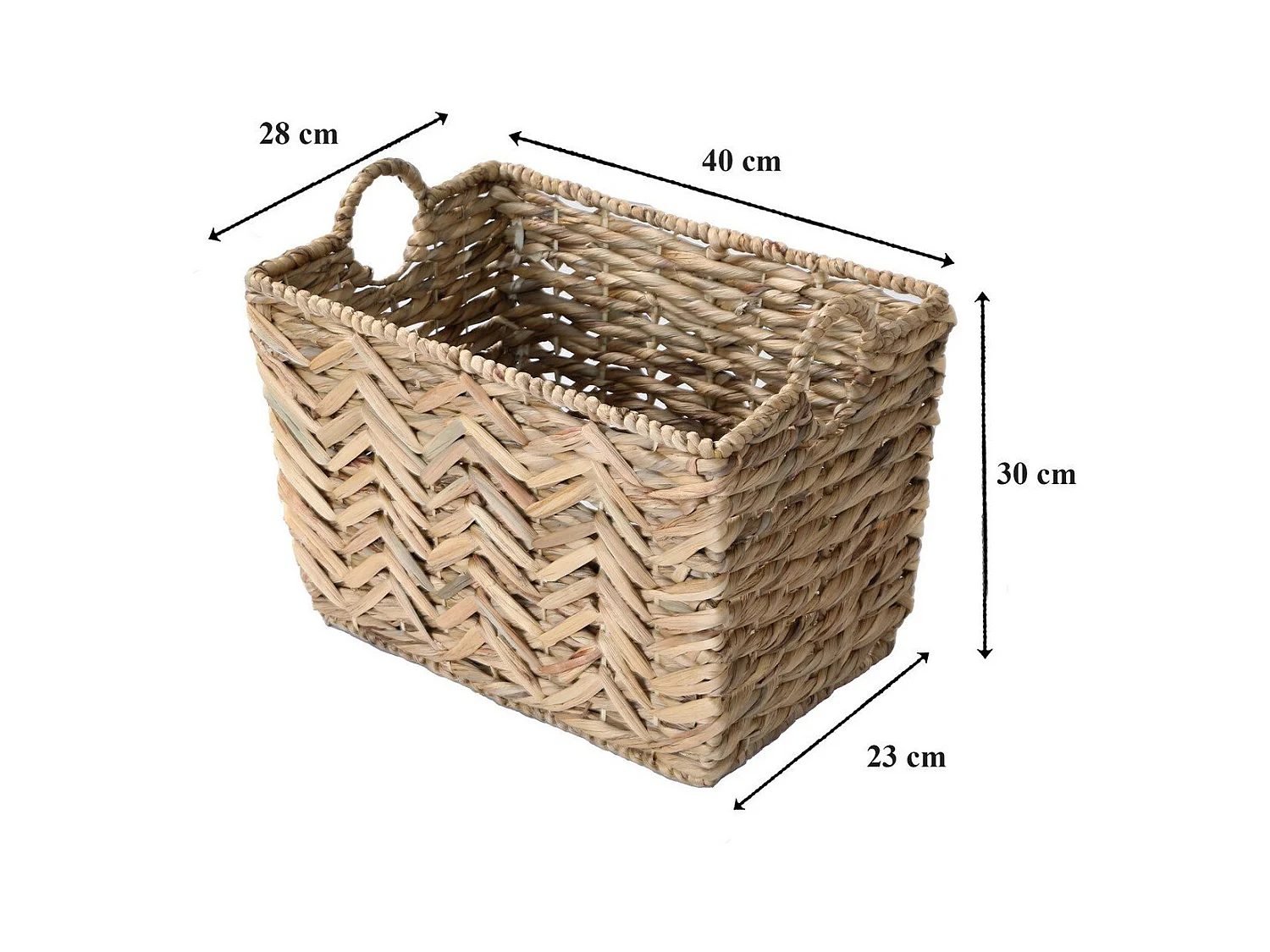 Panier haut en jacinthe d'eau petit modèle - L40xH30 cm