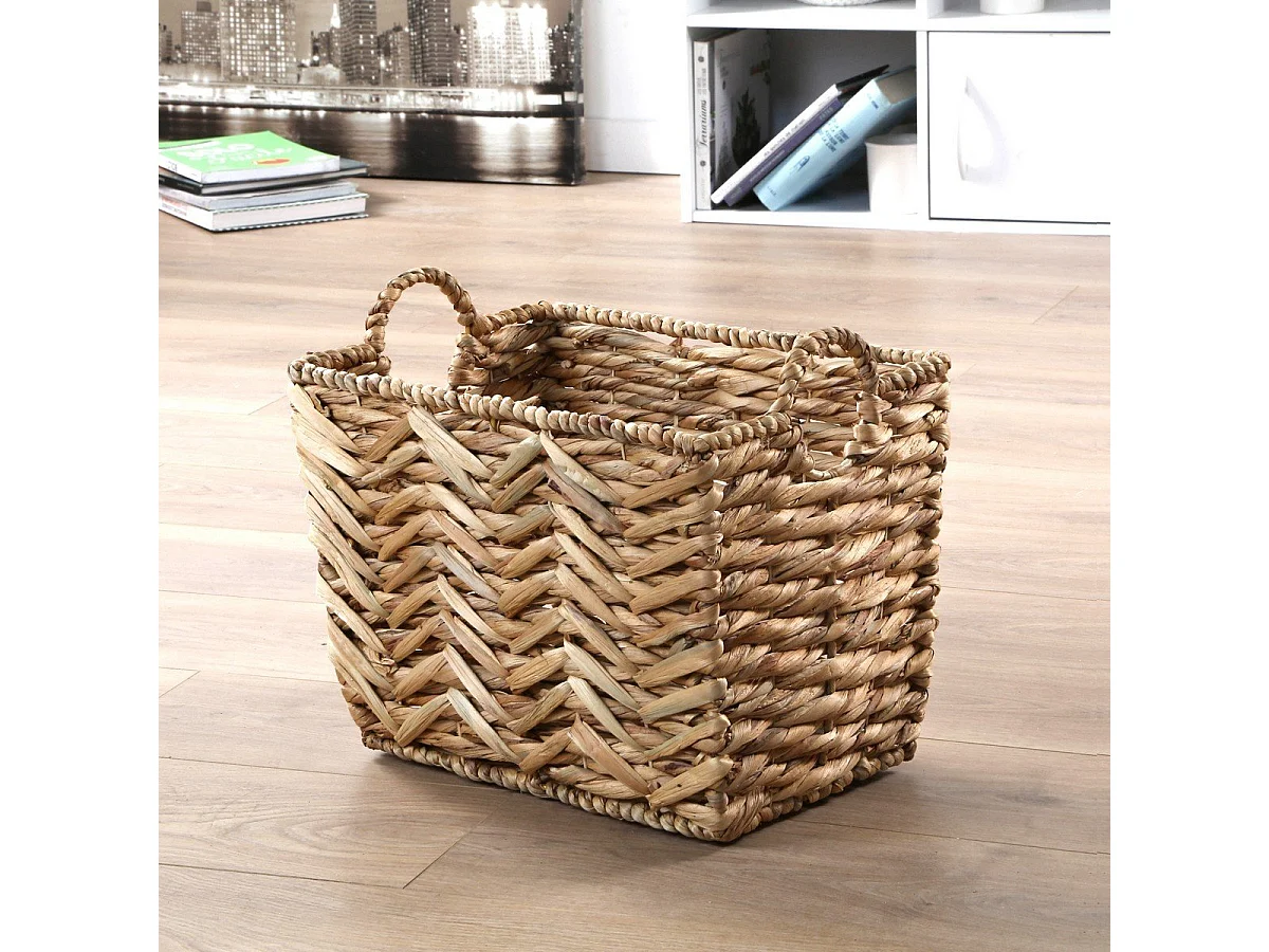 Hoge mand van waterhyacint - H30 cm