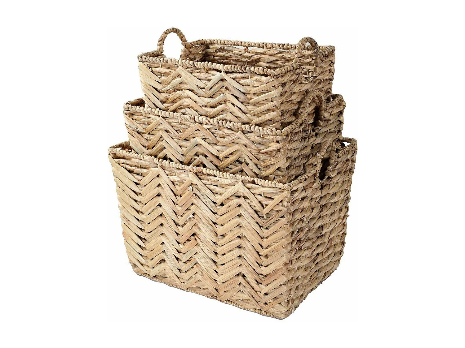 Panier haut en jacinthe d'eau grand modèle - L52xH37 cm