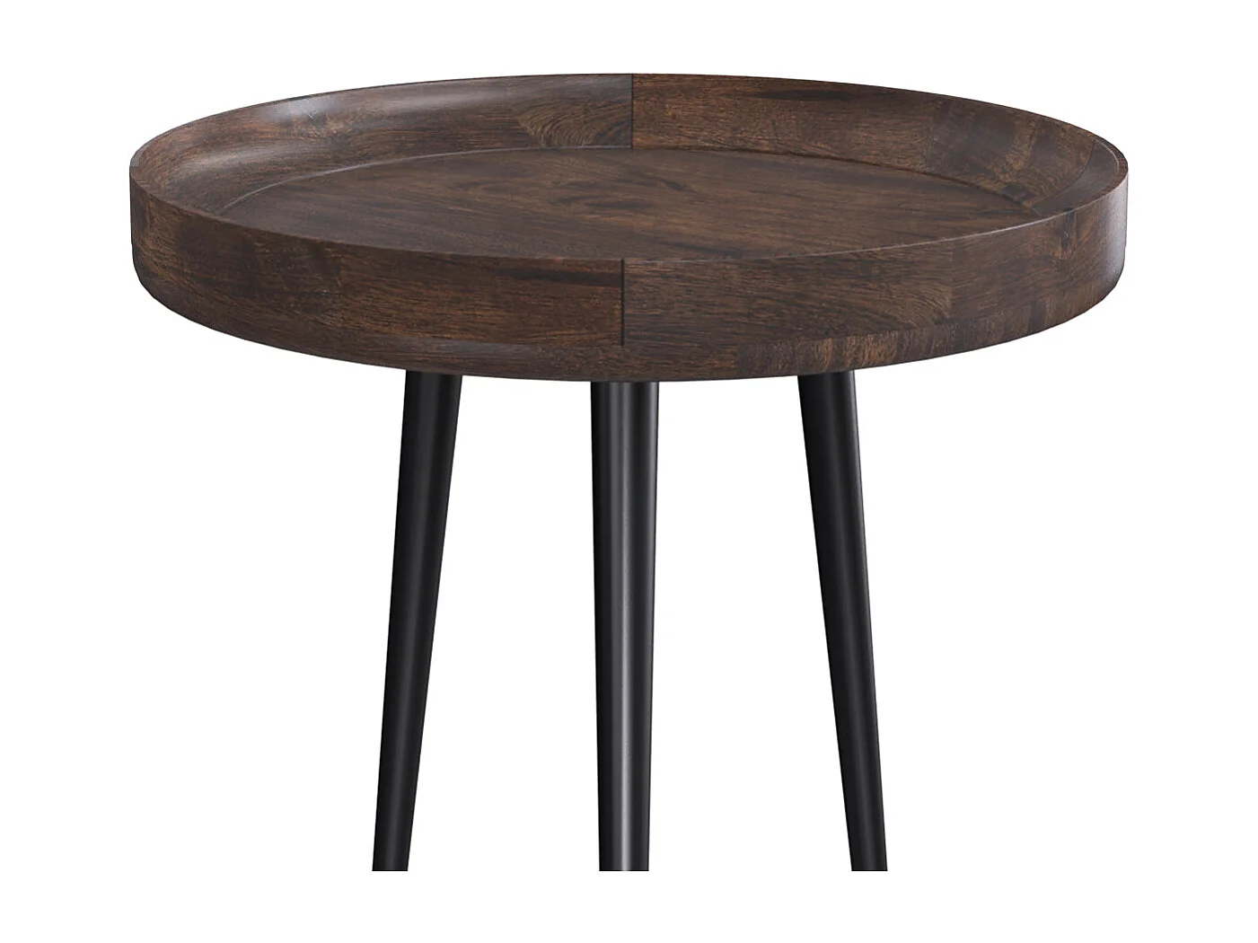 Table d'appoint ronde en bois de manguier foncé D40 cm - Palak