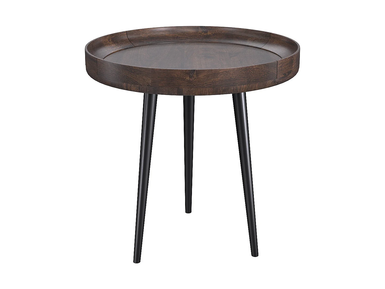 Table d'appoint ronde en bois de manguier foncé D40 cm - Palak