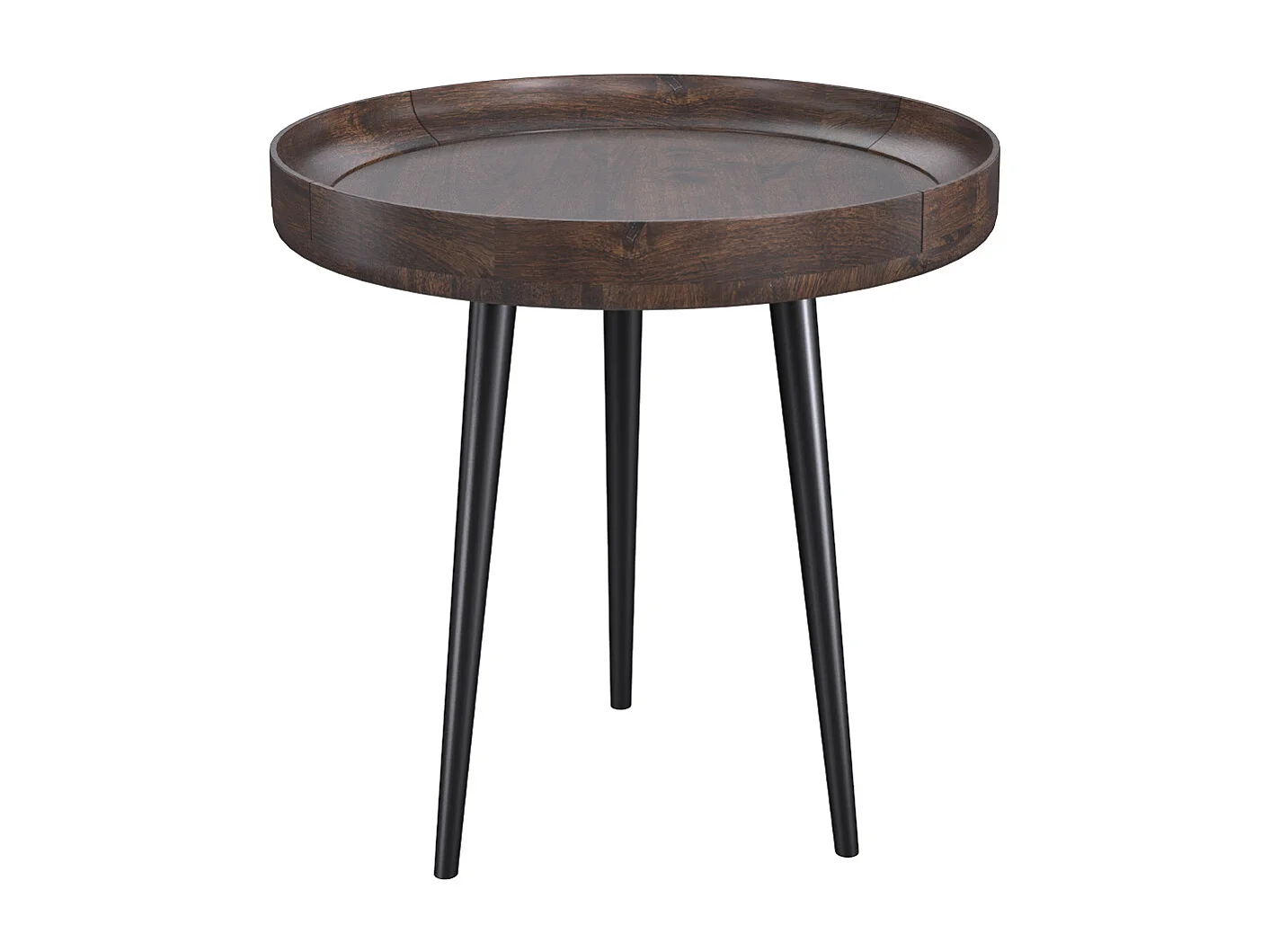 Table d'appoint ronde en bois de manguier foncé D40 cm - Palak