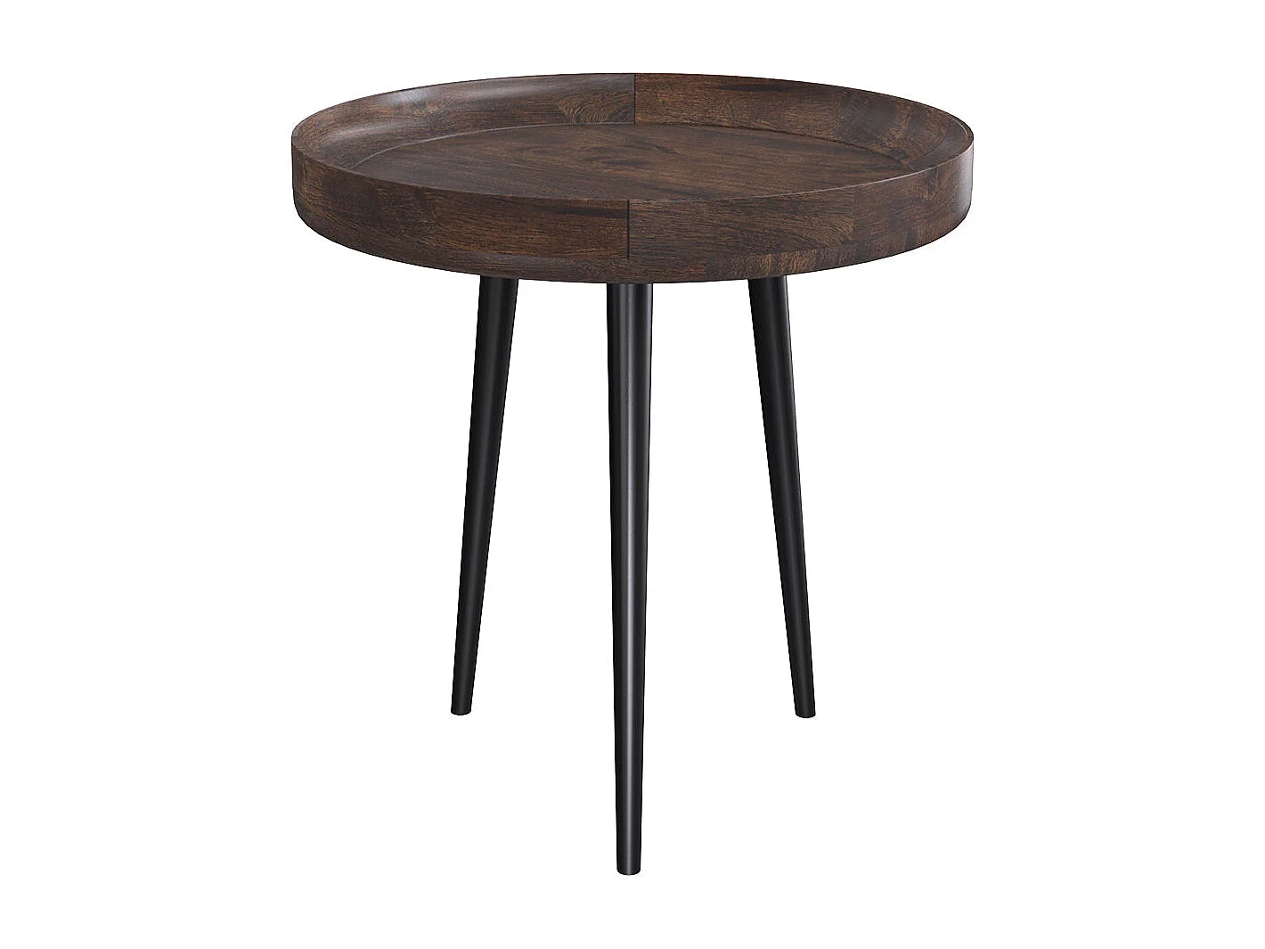 Table d'appoint ronde en bois de manguier foncé D40 cm - Palak