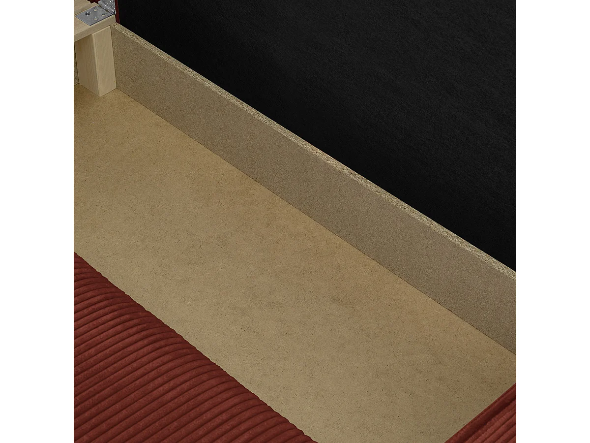 Canapé d'angle convertible réversible 4 places avec coffre de rangement en velours côtelé rouille - Livia