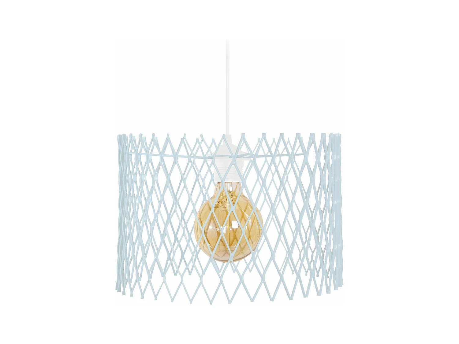 Suspension petir cylindre treillis métallique Bleu 85 cm.