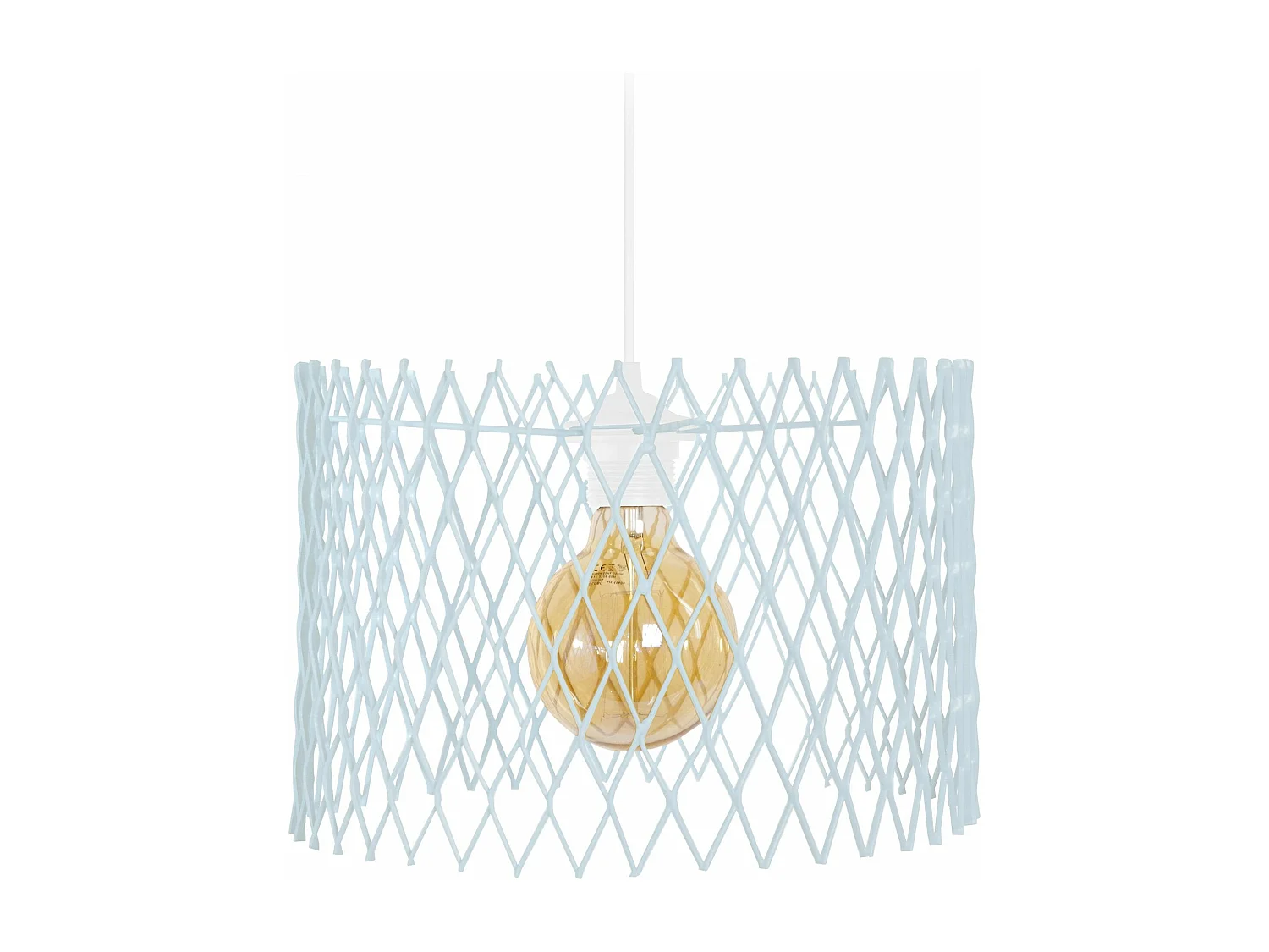 Suspension petir cylindre treillis métallique Bleu 85 cm.