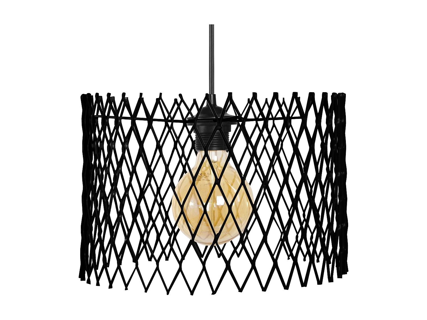 Suspensão TOSEL  ASTER metal cilindro preto D19,5 x  H85  cm