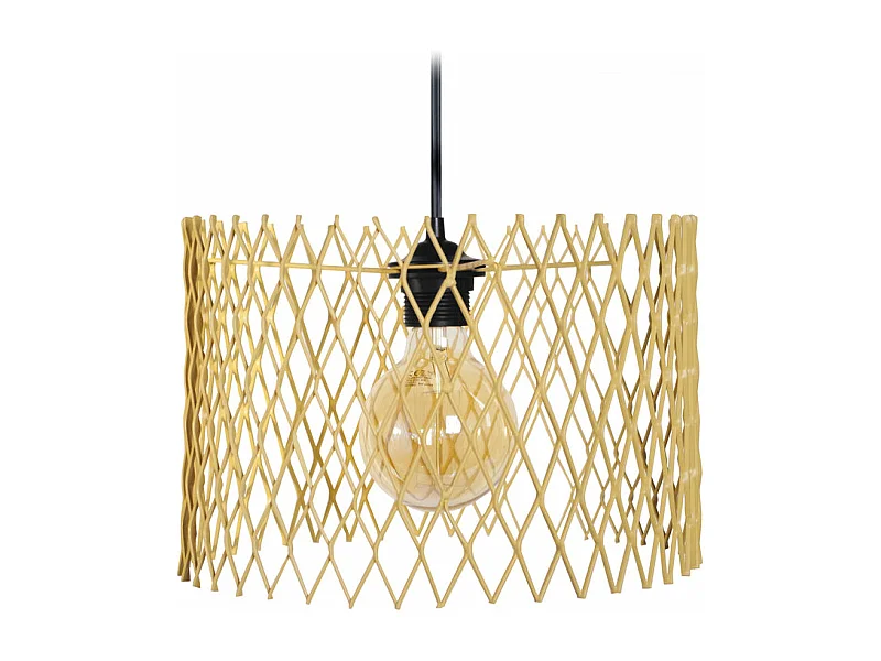 Suspensão TOSEL  ASTER metal cilindro amarelo D30 x  H80  cm