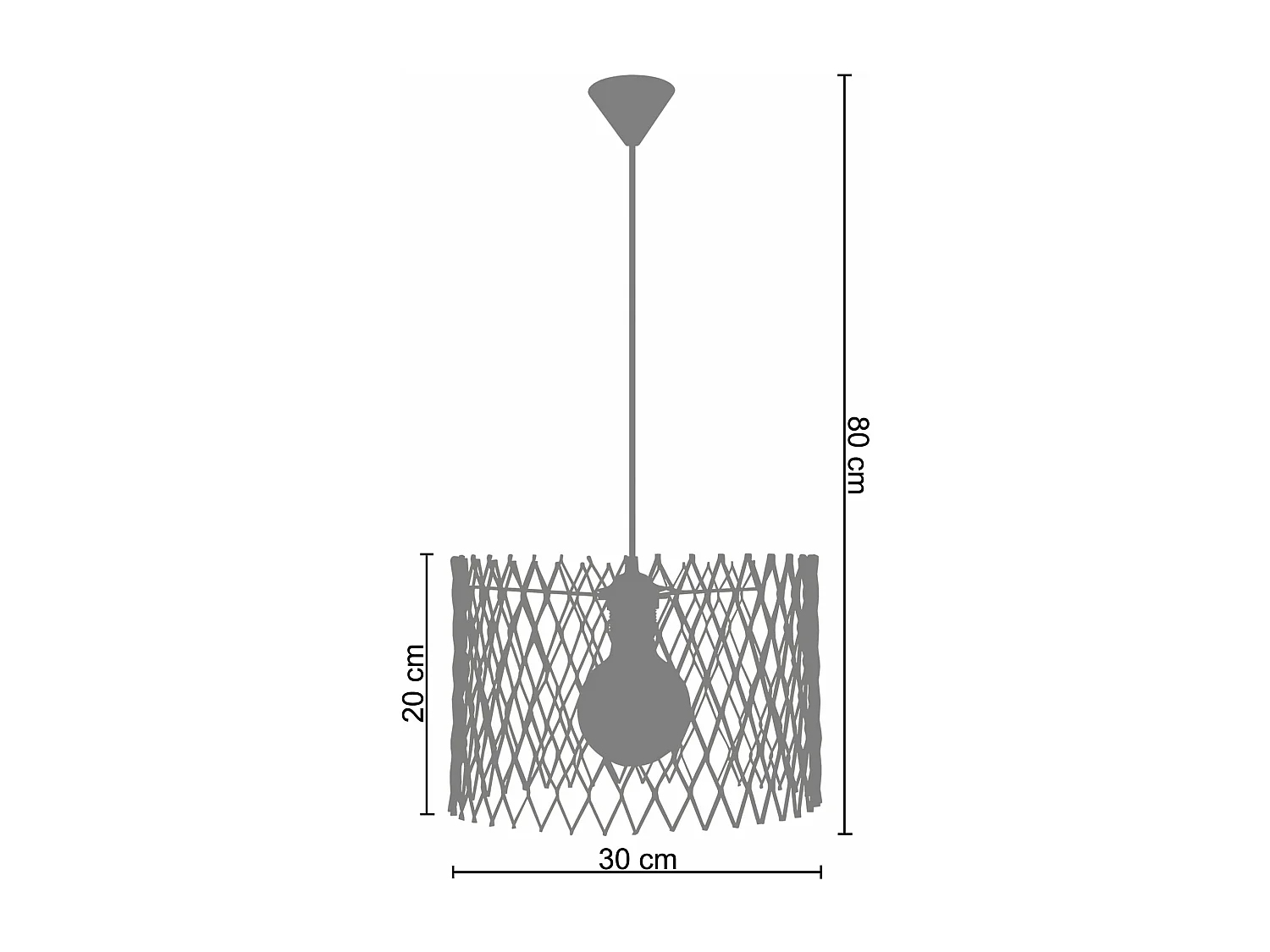 Suspension cylindre métallique á carreaux jaune 70 cm.
