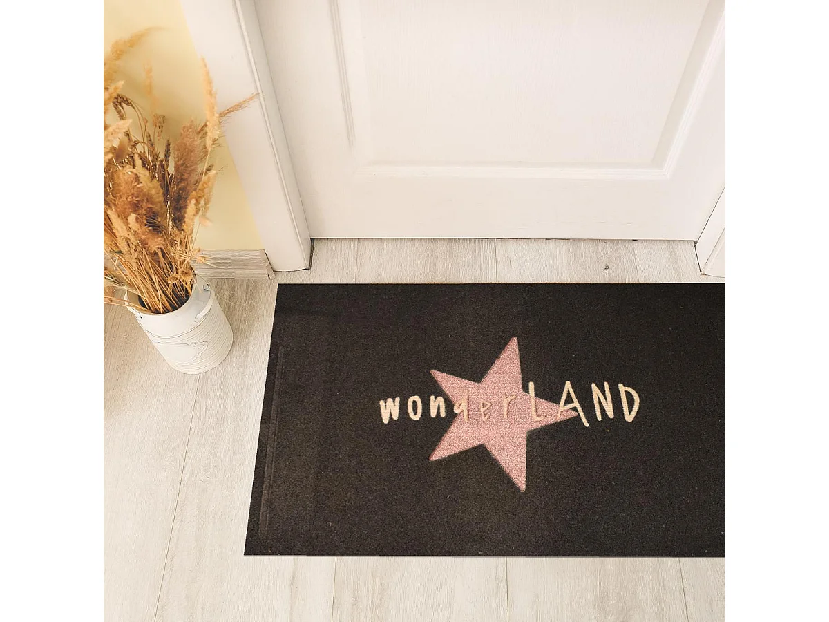 Paillasson 45x75 tissé motif géométrique RC ETOILE noir