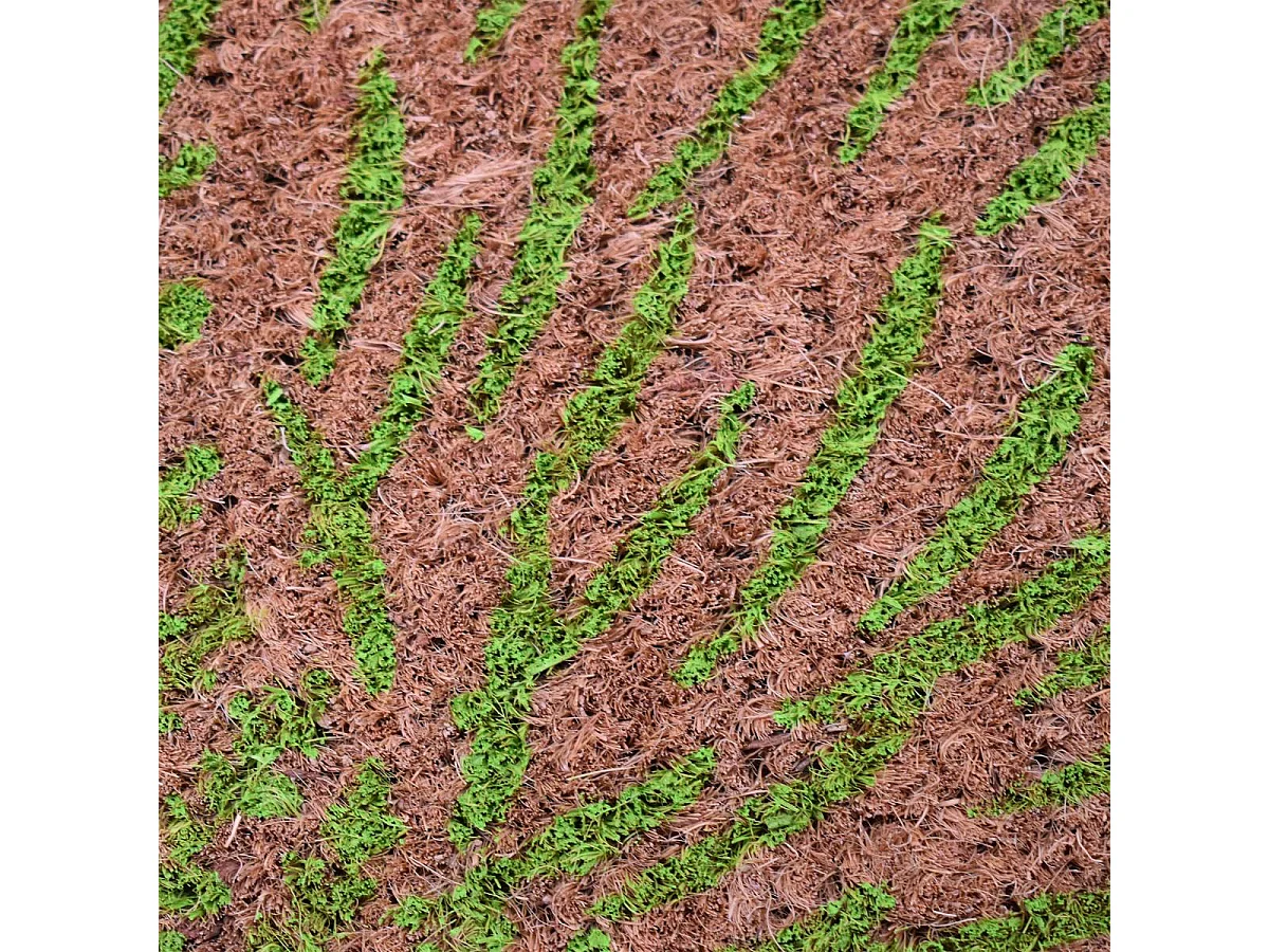 Paillasson 40x60 tissé en coco motif floral FEUILLES beige