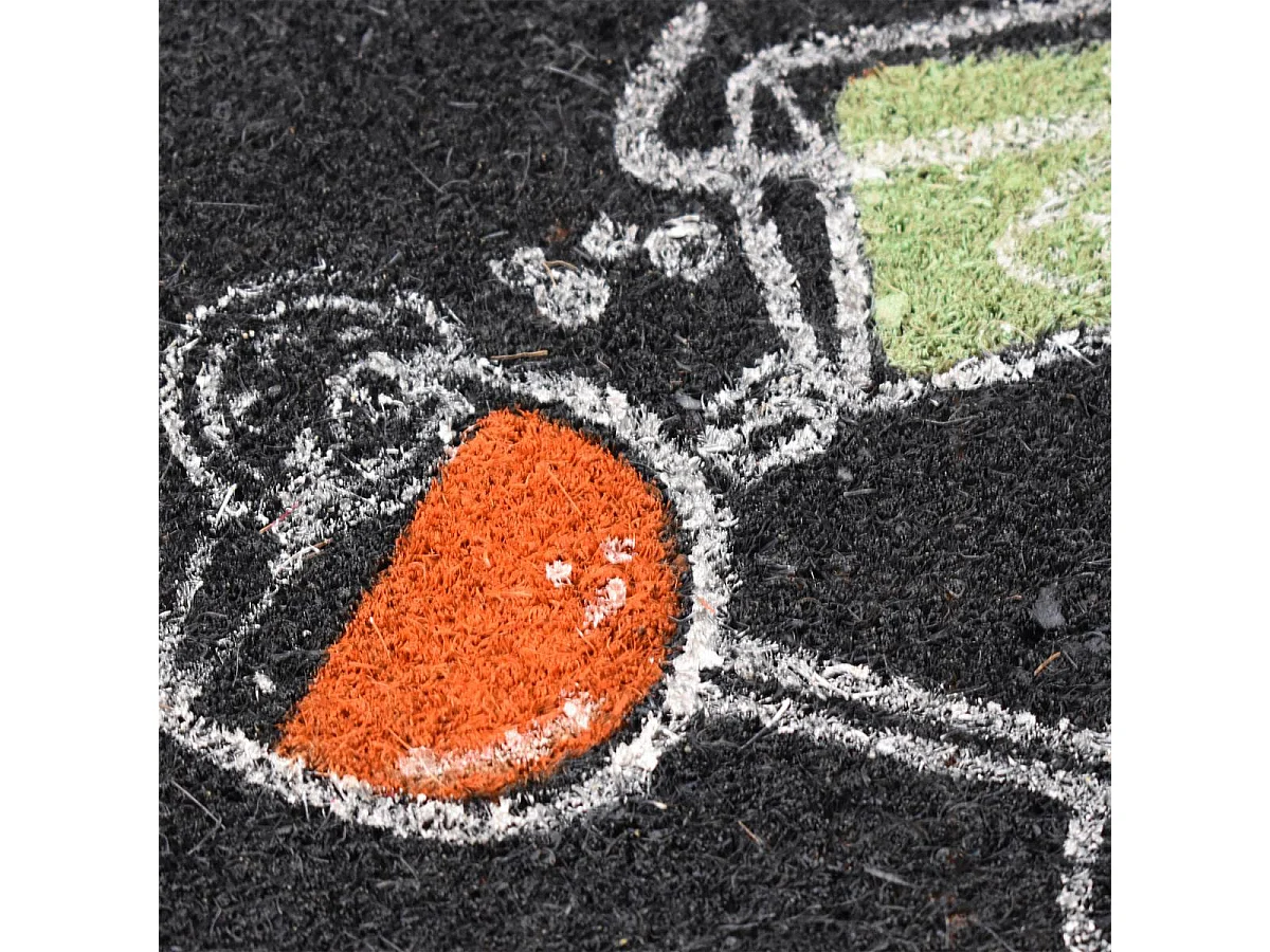 Paillasson 40x60 tissé en coco motif fresque COCKTAIL noir