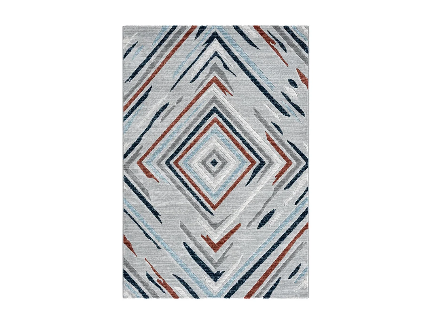 tapis chambre 120x160 tissé orange et bleu rectangle motif géométrique SOLGA E