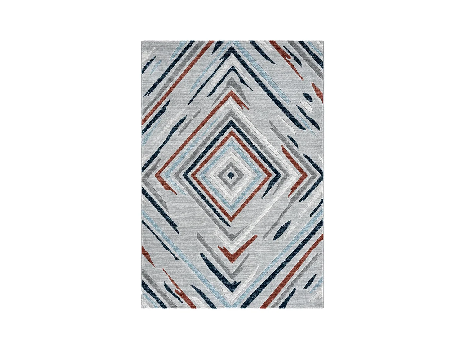 tapis chambre 120x160 tissé orange et bleu rectangle motif géométrique SOLGA E