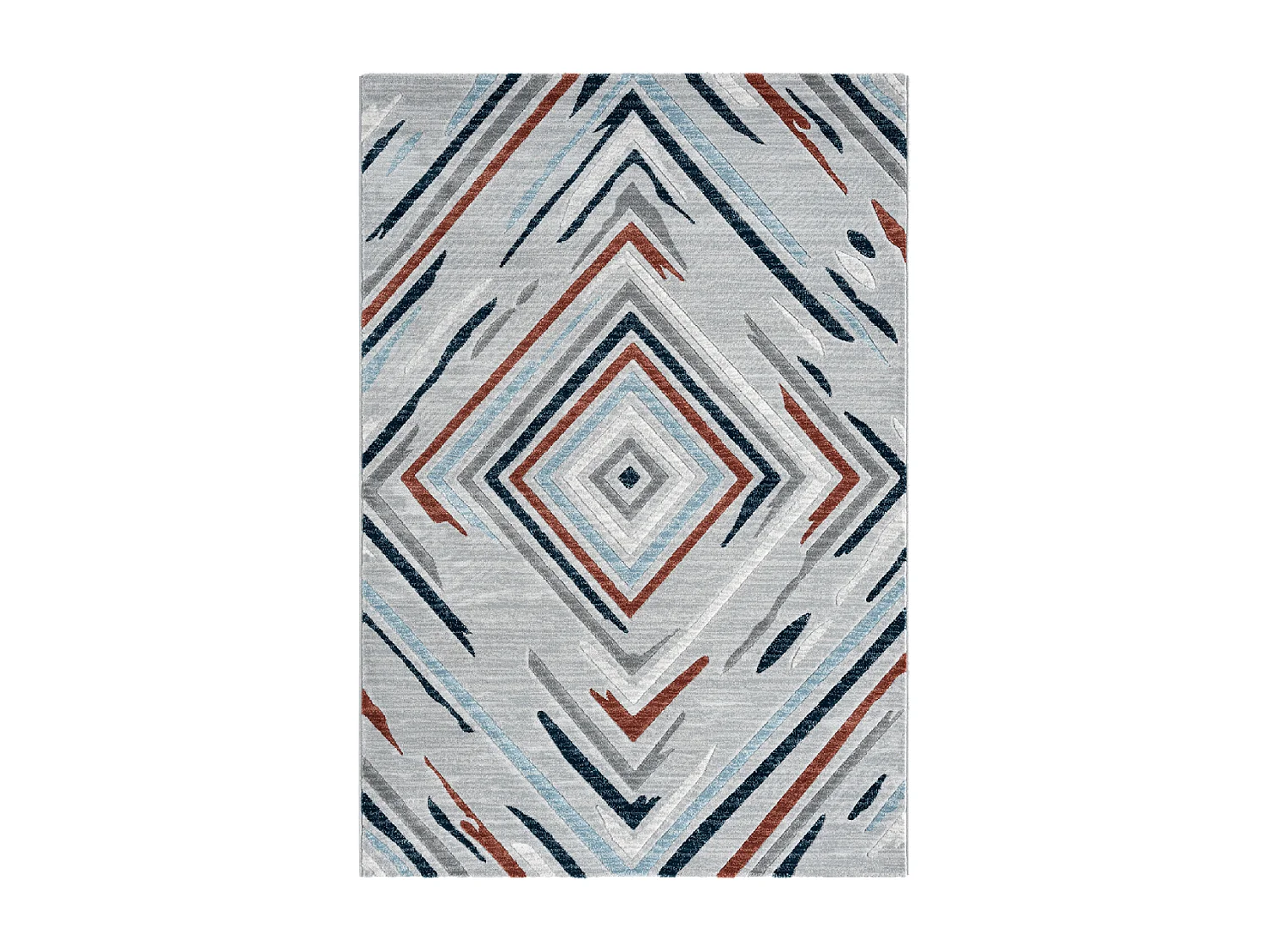 alfombra de dormitorio 120x160 tejida con motivos geométricos rectángulo naranja y azul SOLGA E
