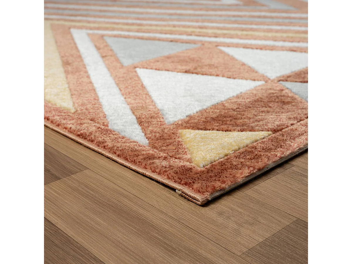 tappeto per camera da letto 120x160 tessuto rettangolare arancione e grigio motivo etnico SOLGA B