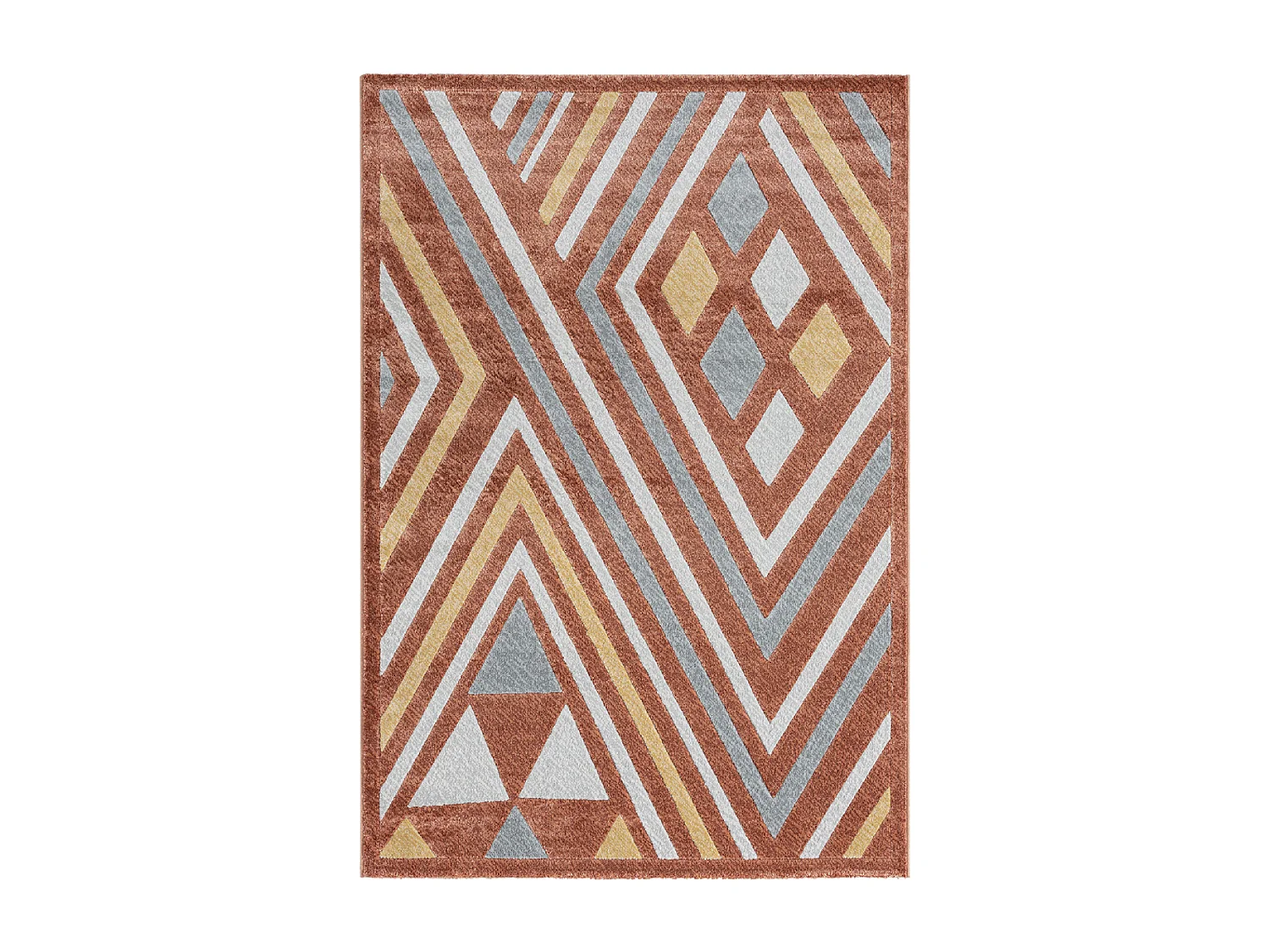 tappeto per camera da letto 120x160 tessuto rettangolare arancione e grigio motivo etnico SOLGA B