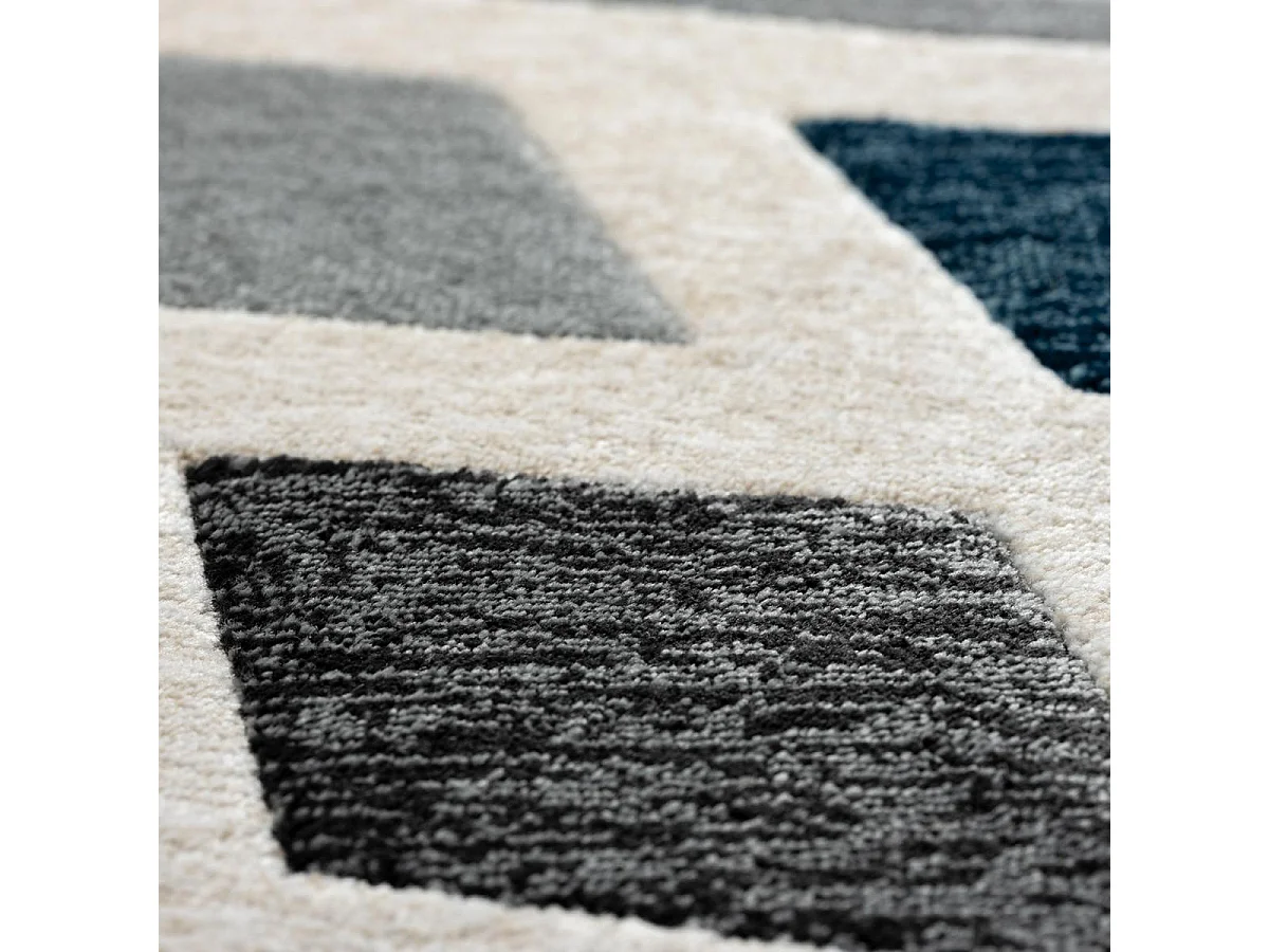 tapis chambre 120x160 tissé noir et gris rectangle motif ethnique SOLGA A