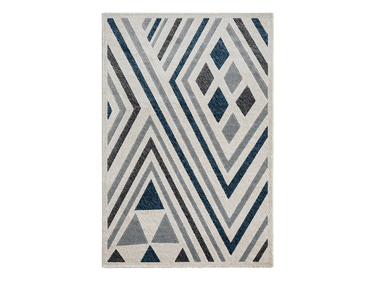 tapis chambre 120x160 tissé noir et gris rectangle motif ethnique SOLGA A