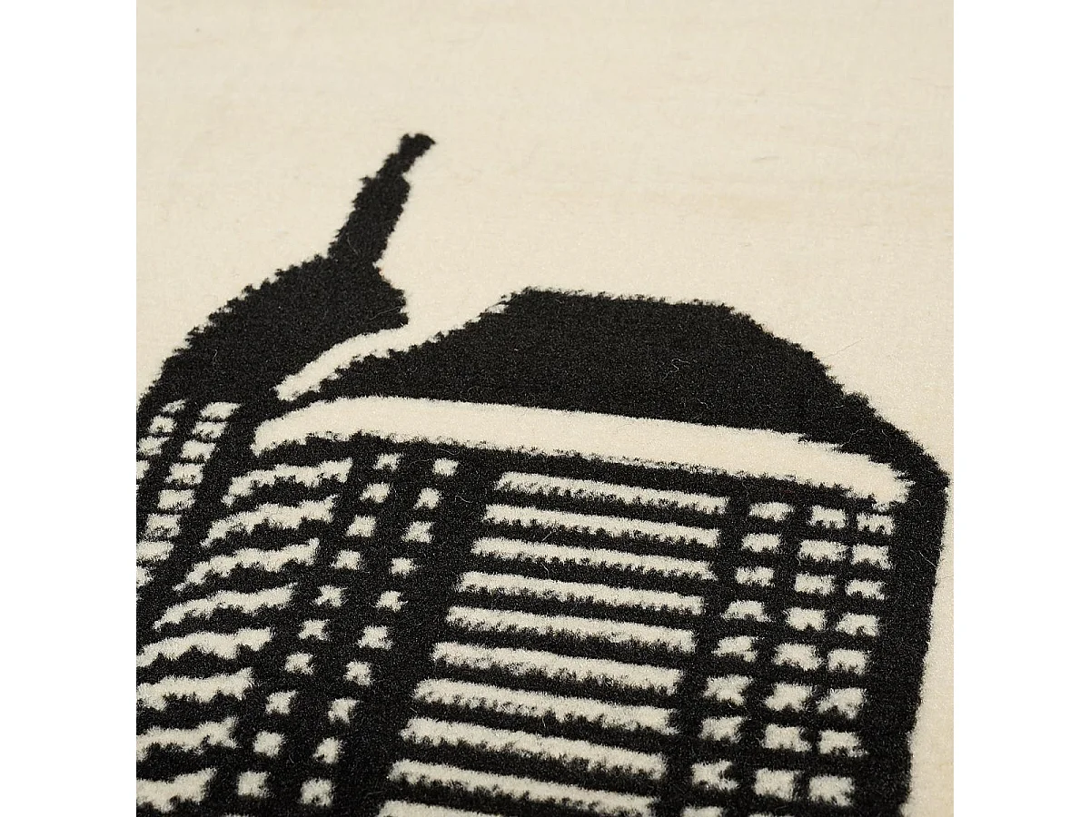 tapis salon 200x290 tissé noir et beige rectangle motif fresque NEW YORK CITY