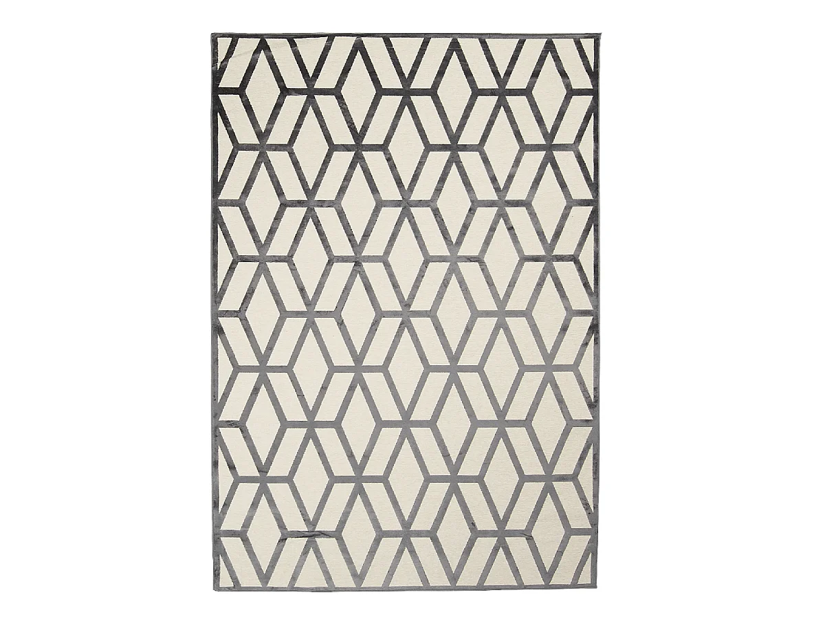 tapis chambre 120x160 tissé en viscose crème et noir rectangle motif scandinave