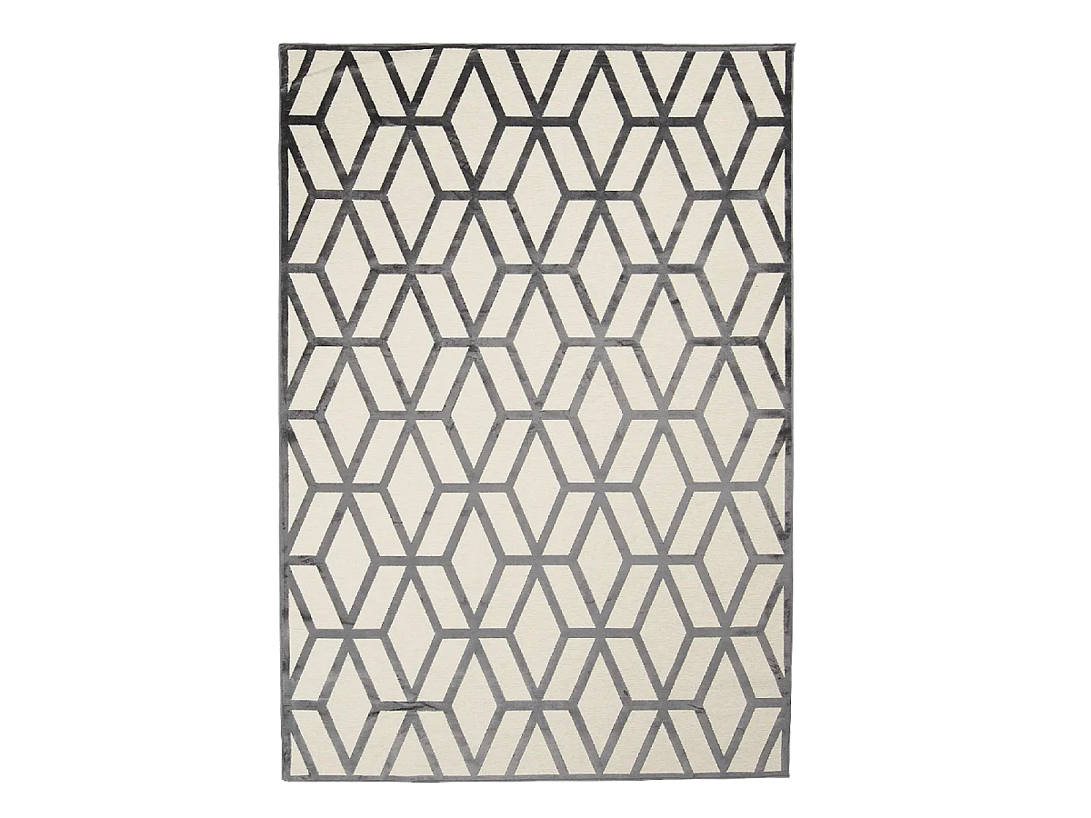 tapis chambre 120x160 tissé en viscose crème et noir rectangle motif scandinave