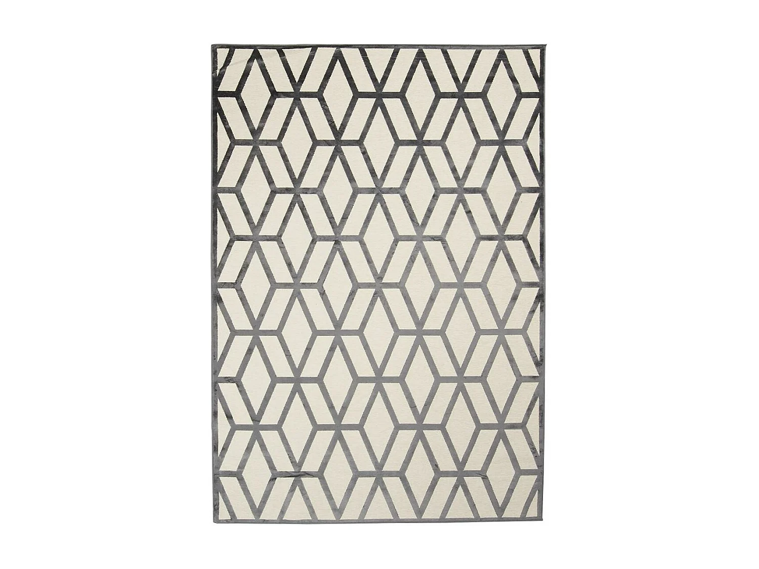 tapis salon 160x230 tissé en viscose crème et noir rectangle motif scandinave