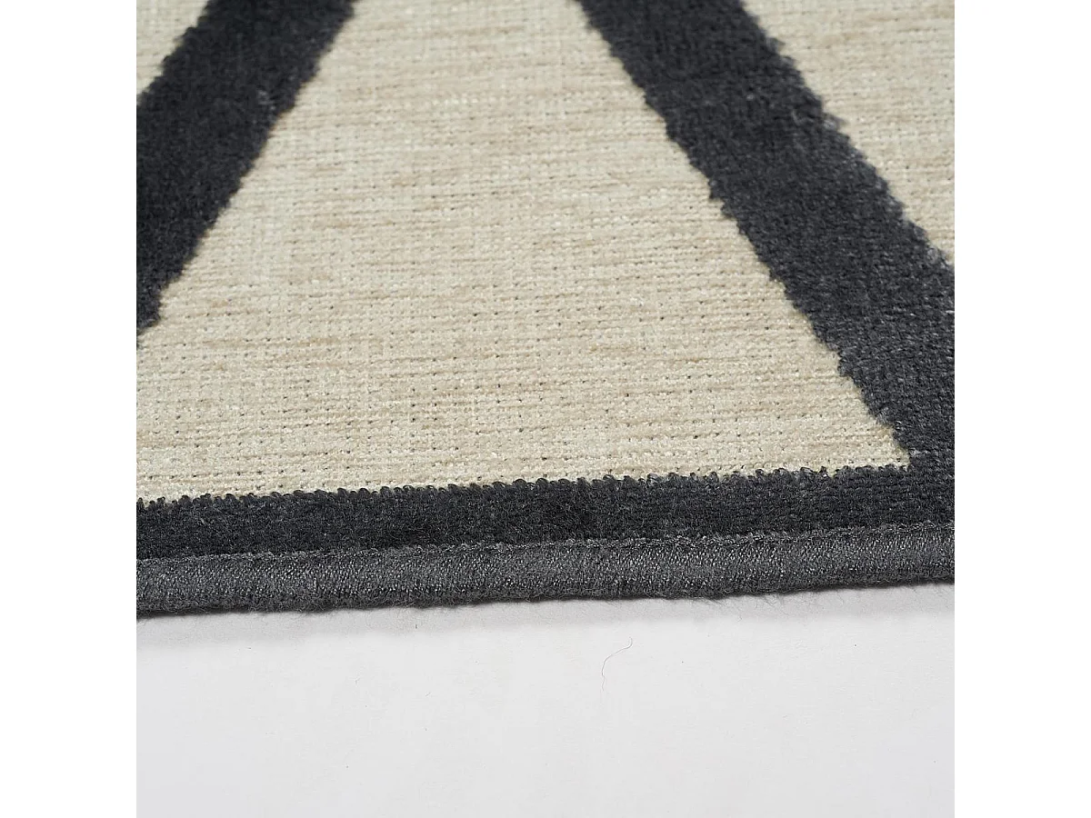 tappeto da soggiorno 160x230 tessuto in viscosa color crema e nero con motivo scandinavo rettangolare