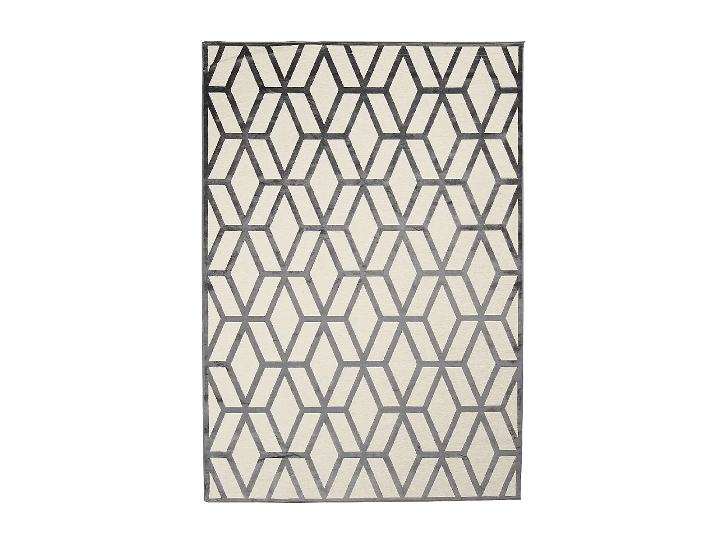 tappeto da soggiorno 160x230 tessuto in viscosa color crema e nero con motivo scandinavo rettangolare