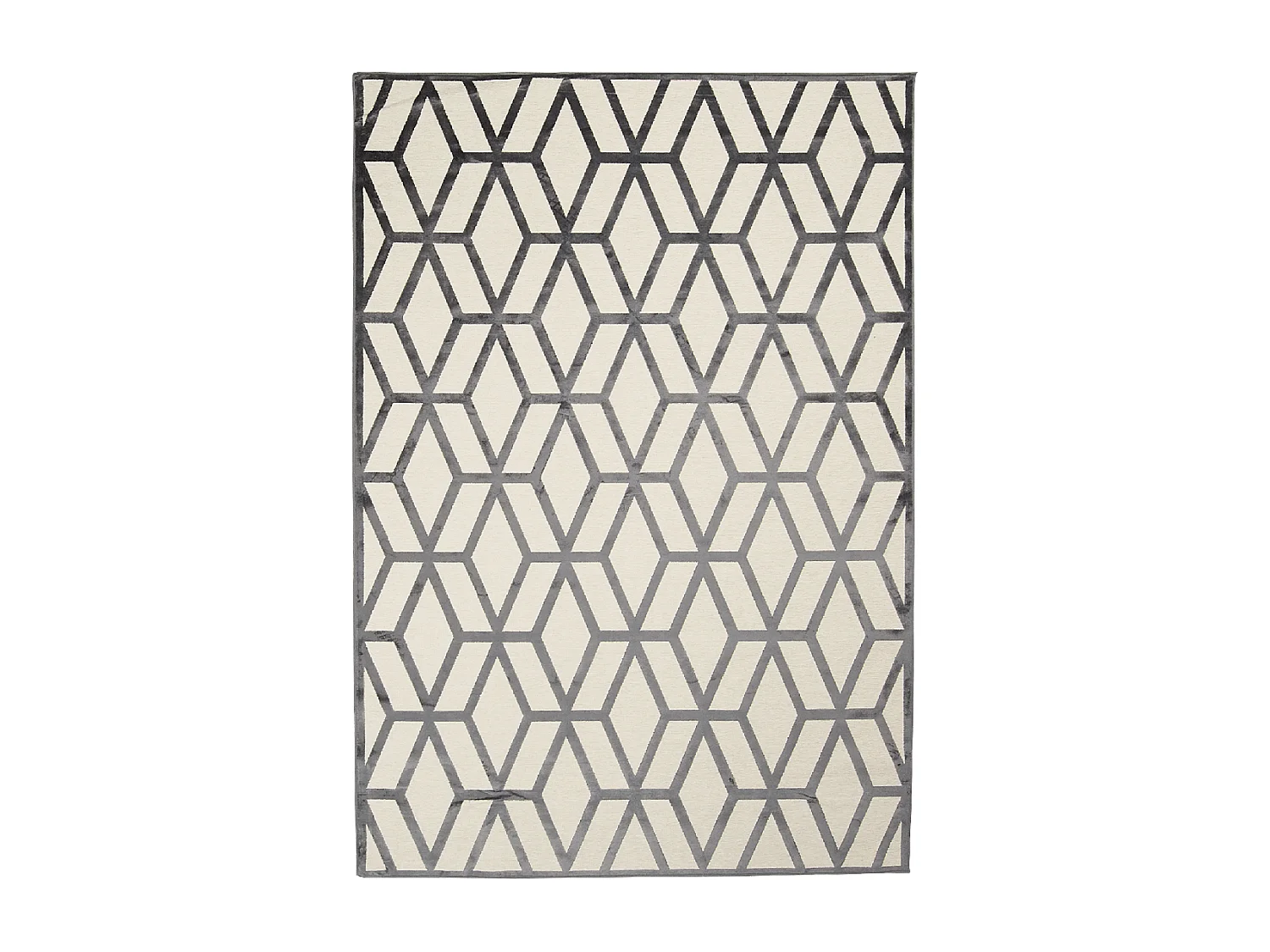 tapis salon 160x230 tissé en viscose crème et noir rectangle motif scandinave