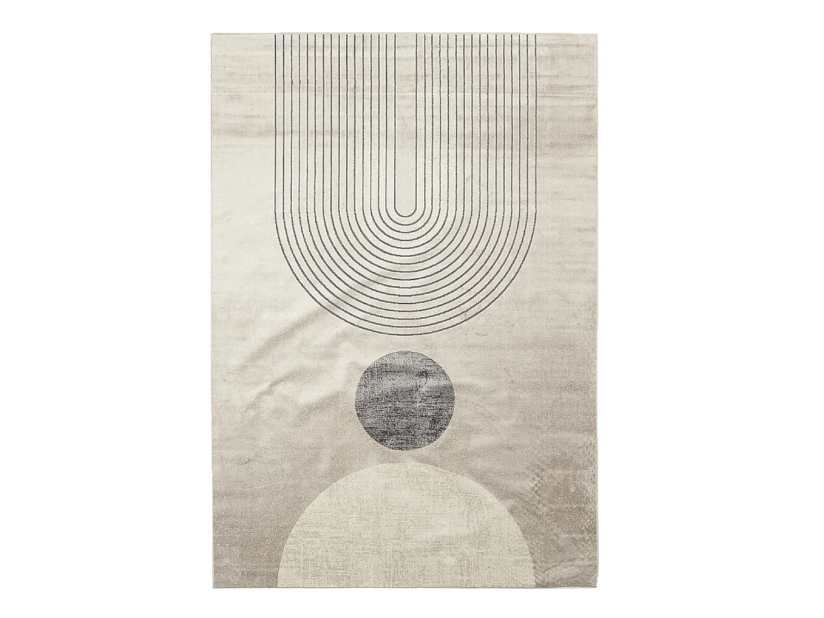 tapis chambre 120x160 tissé en viscose gris et beige rectangle motif géométrique