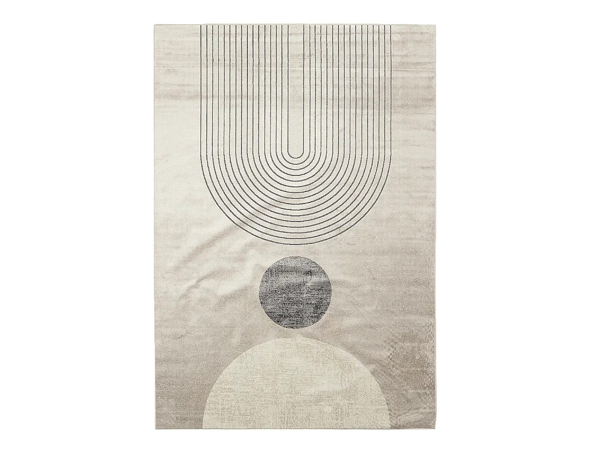 tapis chambre 120x160 tissé en viscose gris et beige rectangle motif géométrique