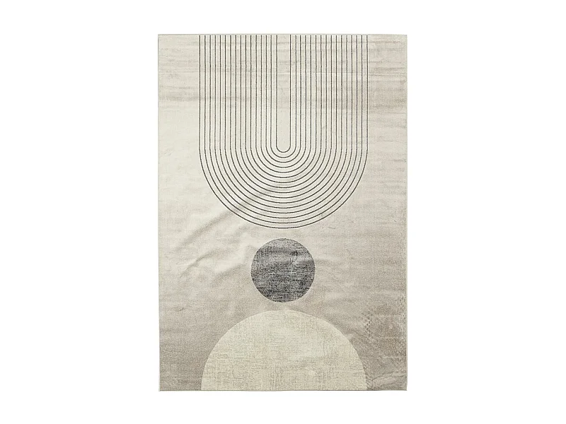 tapis chambre 120x160 tissé en viscose gris et beige rectangle motif géométrique