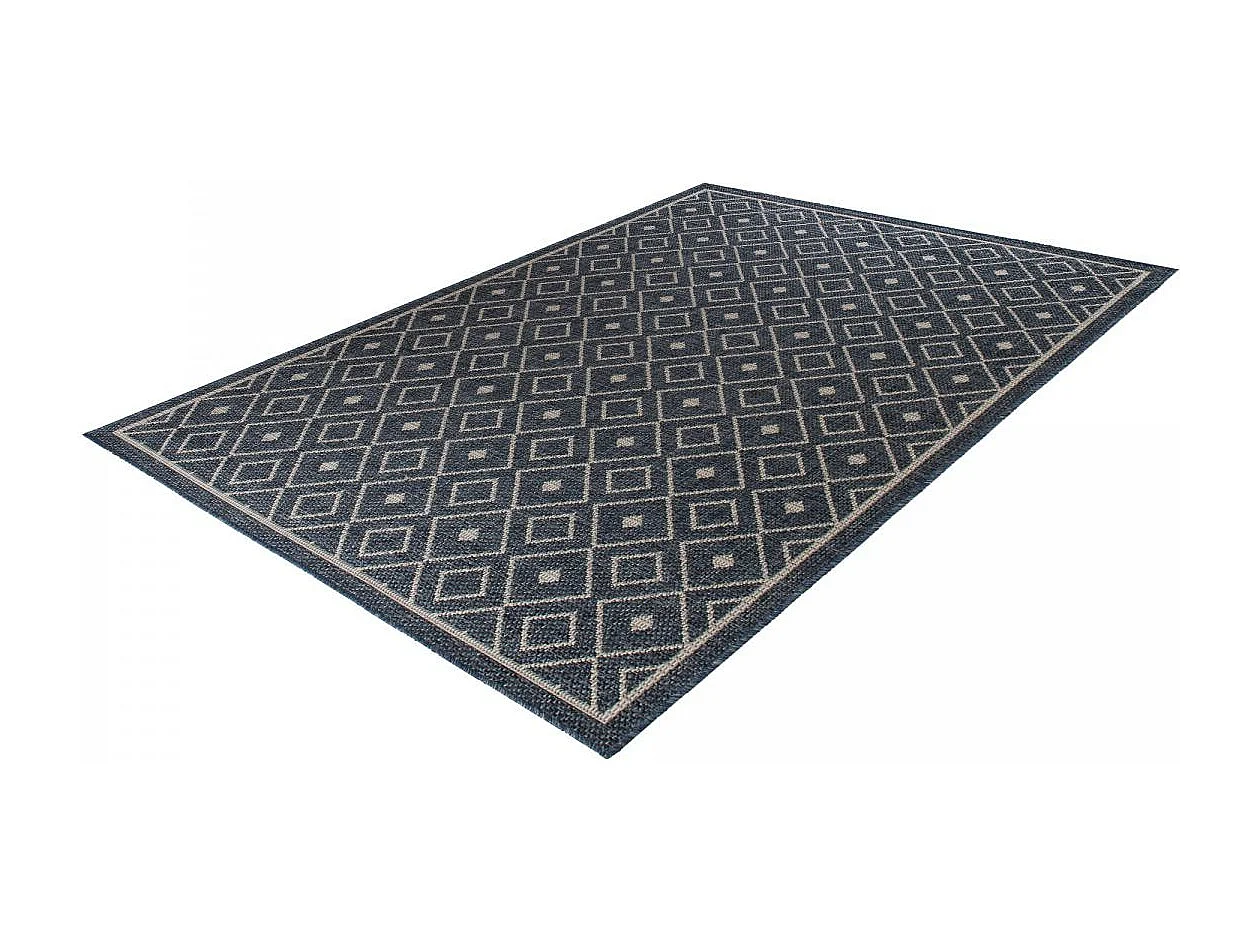Tapis extérieur 120x170 tissé kilim bleu BABTA