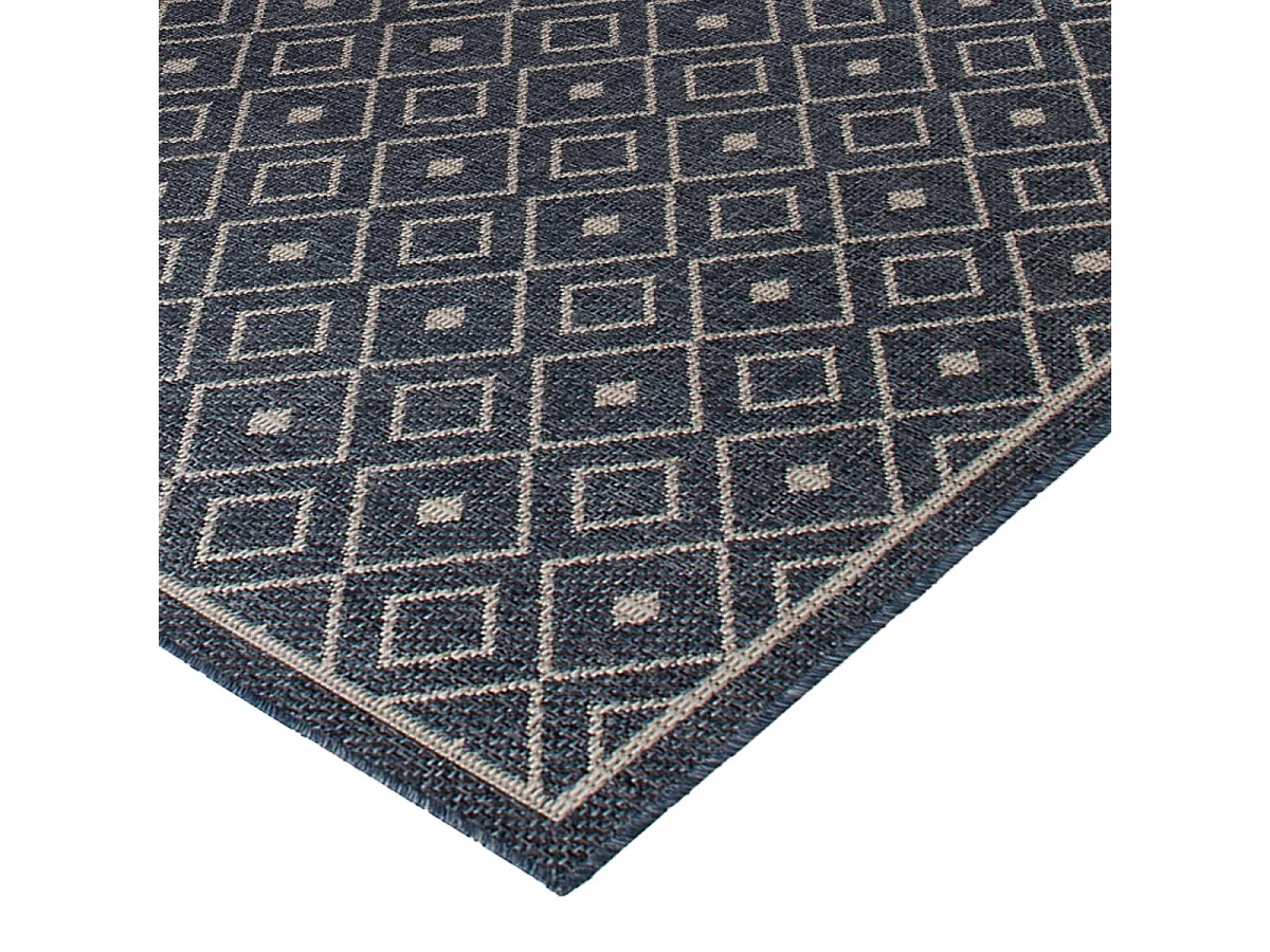Tapis extérieur 120x170 tissé kilim bleu BABTA