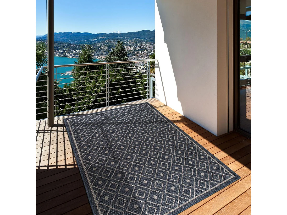 Tappeto da esterno 120x170 tessuto kilim blu BABTA