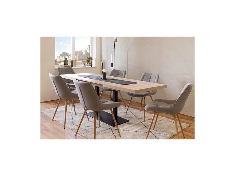 Tavolo da pranzo allungabile industriale in rovere sonoma e nero 120-200x80x75 cm