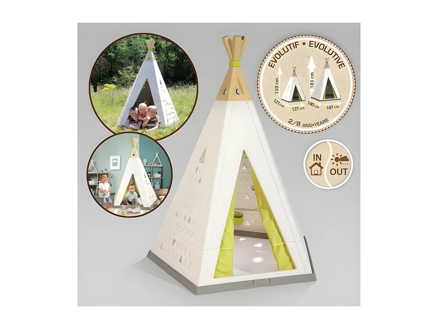 Tipi enfant évolutif intérieur/extérieur - Smoby