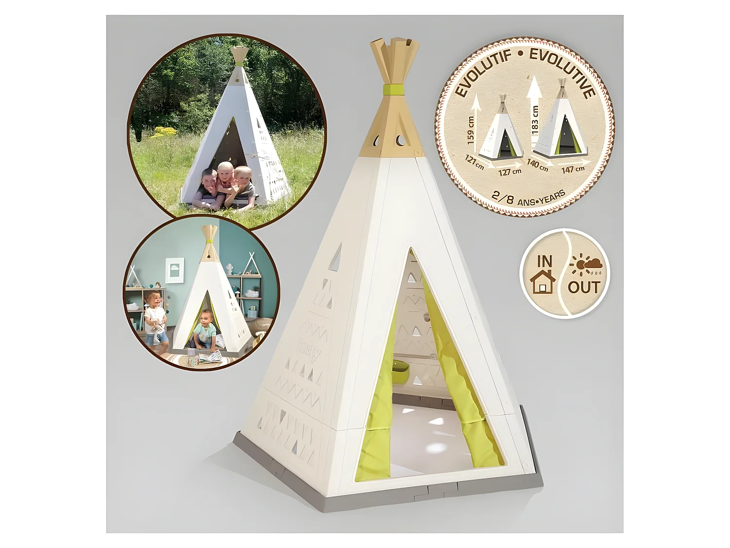 Tipi enfant évolutif intérieur/extérieur - Smoby