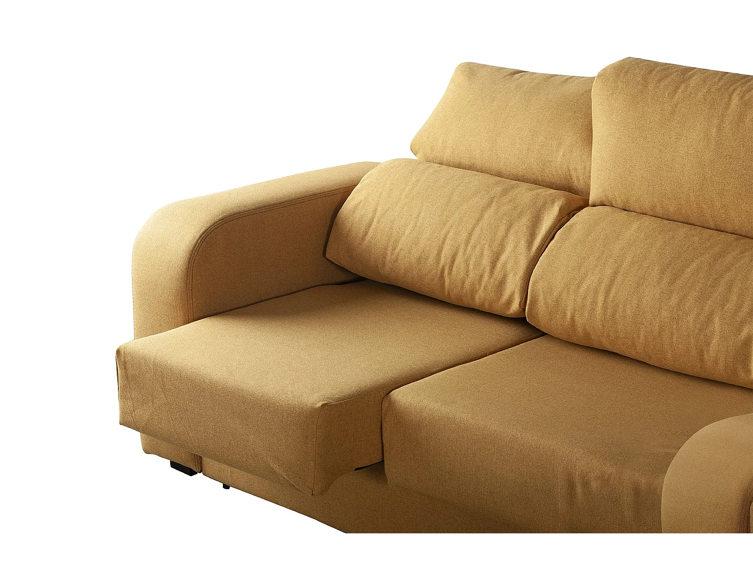 Canapé fixe Dpaja, Canapé 3 places en tissu rembourré, Canapé inclinable multipositions, 190x80h95 cm, Ocre