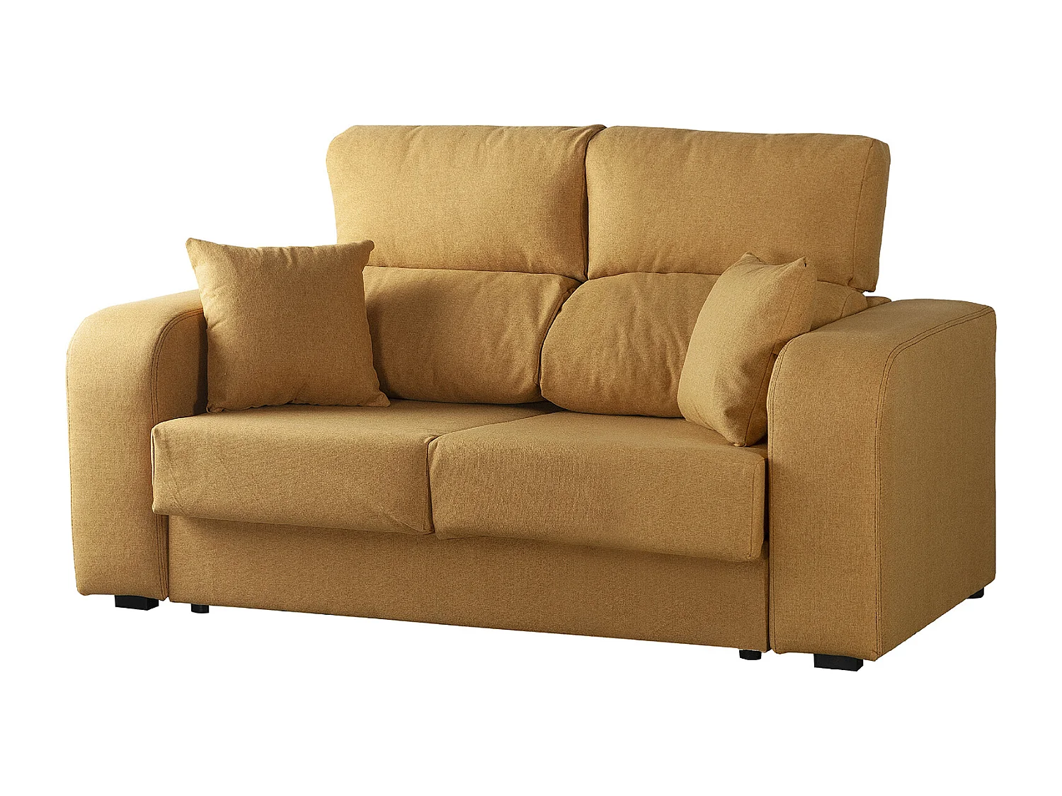 Canapé fixe Dpaja, Canapé 3 places en tissu rembourré, Canapé inclinable multipositions, 190x80h95 cm, Ocre