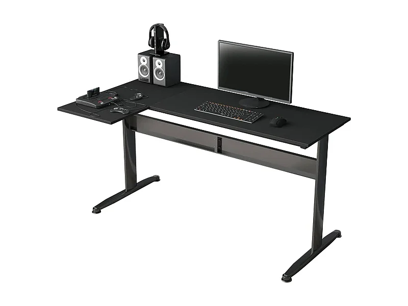 Dmarian bureau, Hoekbureau, Multifunctioneel bureau, Ruimtebesparende werktafel, 80x140h75 cm, Zwart