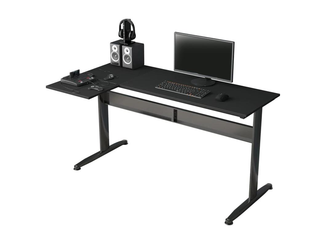 Mesa Dmarian, Mesa de canto, Mesa de escritório multiuso, Mesa de trabalho que economiza espaço, 80x140h75 cm, Preto