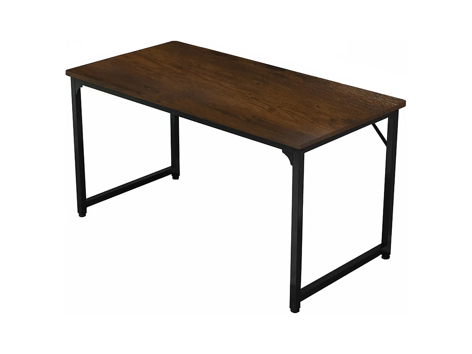 Dlosch bureau, Lineair bureau, Multifunctioneel bureau, Ruimtebesparende werktafel, 58x128h75 cm, Walnoot en Zwart