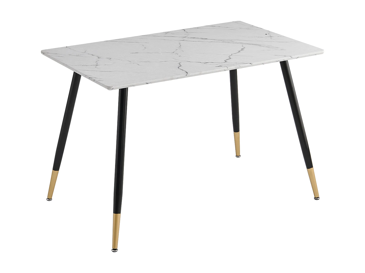 URBAN MEUBLE Table de salle à manger rectangulaire effet marbre blanc de style scandinave pieds points dorés 110x70cm