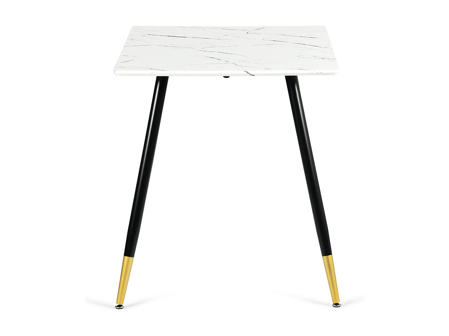 URBAN MEUBLE Table de salle à manger rectangulaire effet marbre blanc de style scandinave pieds points dorés 110x70cm