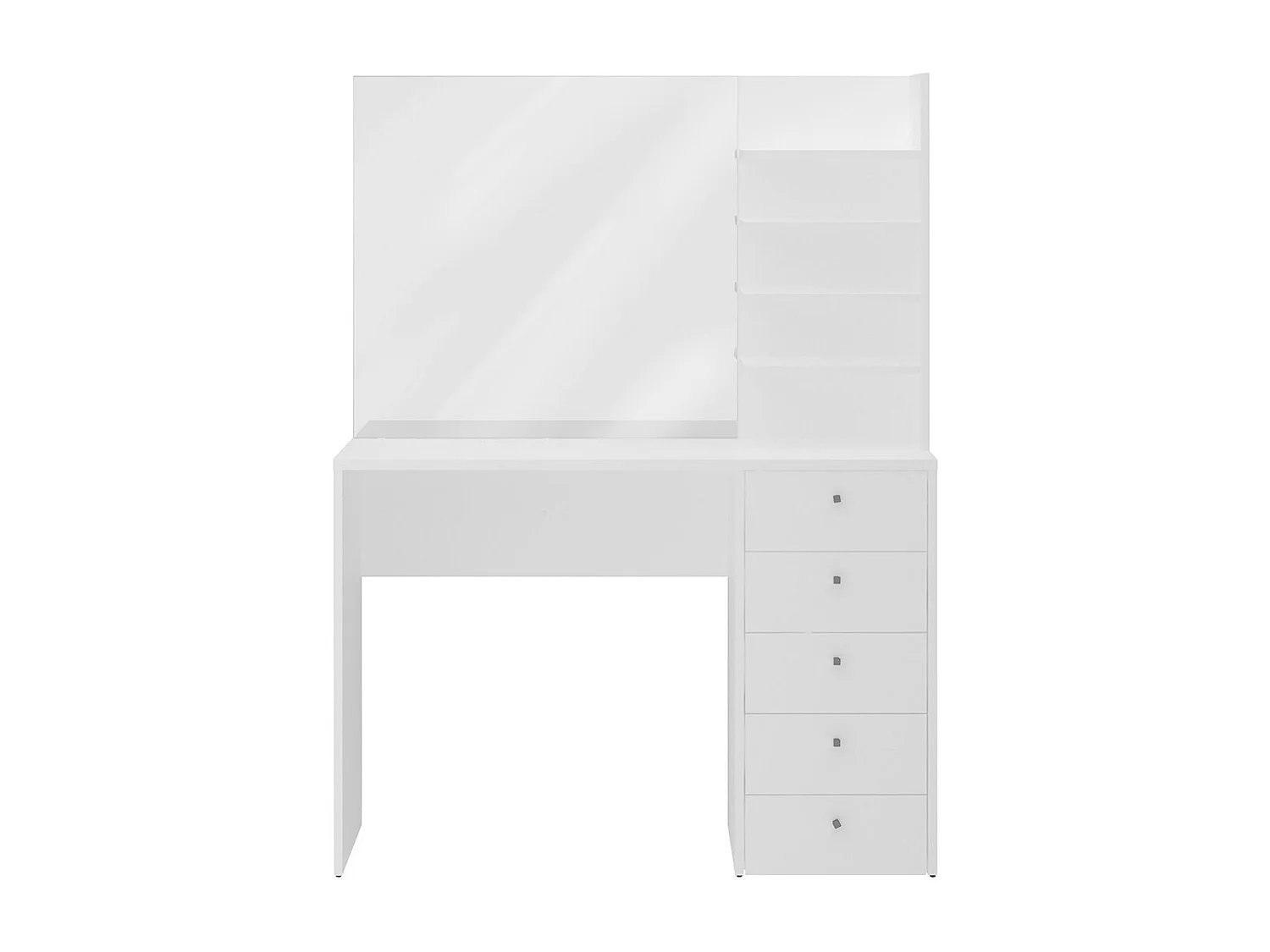 Coiffeuse 5 Tiroirs et 4 Étagères avec Miroir Marl - L105 x H140,5 cm