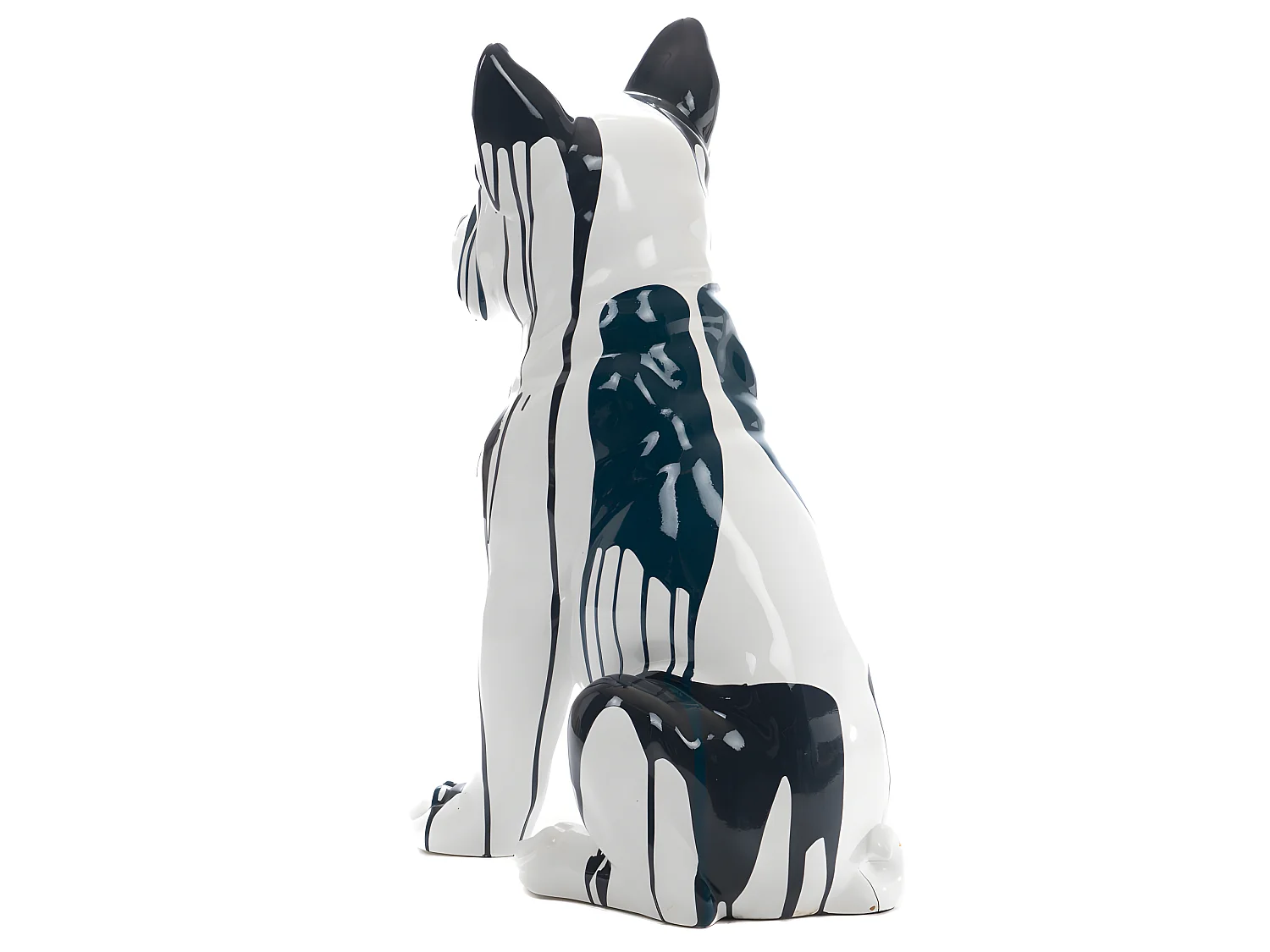 Bulldog Yuki assis trash blanc et bleu